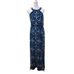 NWT Outback Red Sunburst Print Halter Style Maxi Dress Size Small